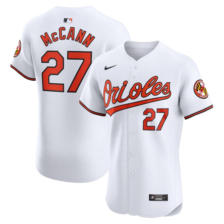 Men Baltimore Orioles 27 James McCann Nike White Home Elite Player MLB Jersey
